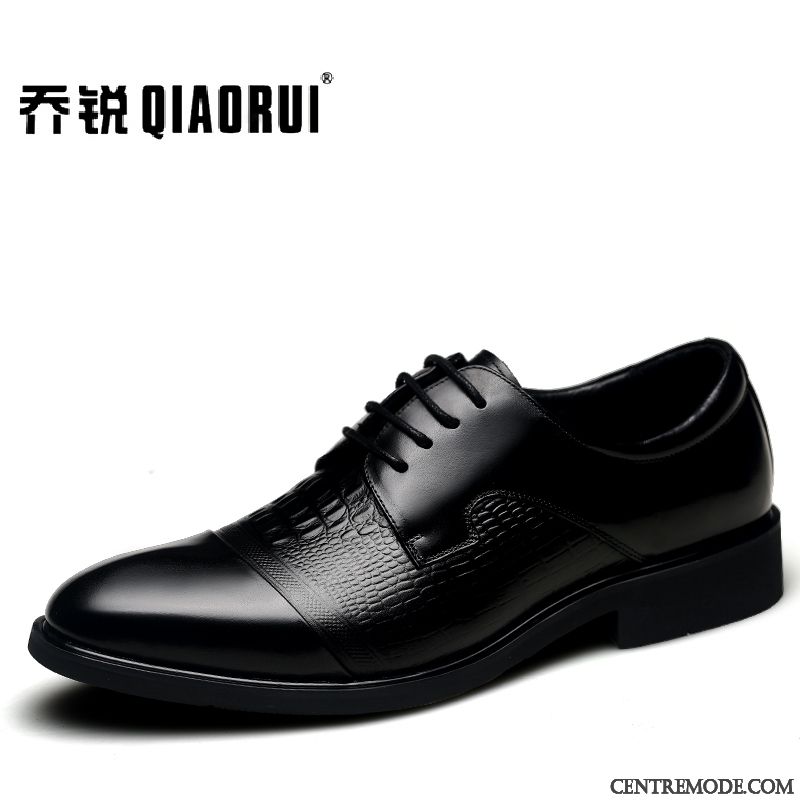 Derbies Homme Angleterre Chaussures En Cuir Semelle Doux Laçage Entreprise Grande Taille Noir