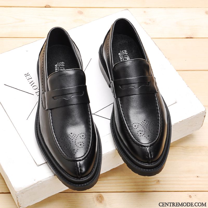 Derbies Homme Angleterre Chaussures En Cuir Slip-on Tendance De Boîtier Costume Formel Noir