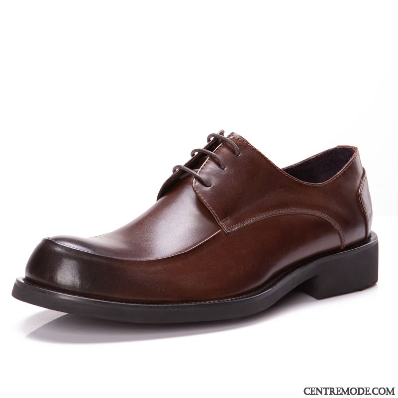 Derbies Homme Angleterre Entreprise Tendance Gros Chaussures En Cuir Costume Formel Marron