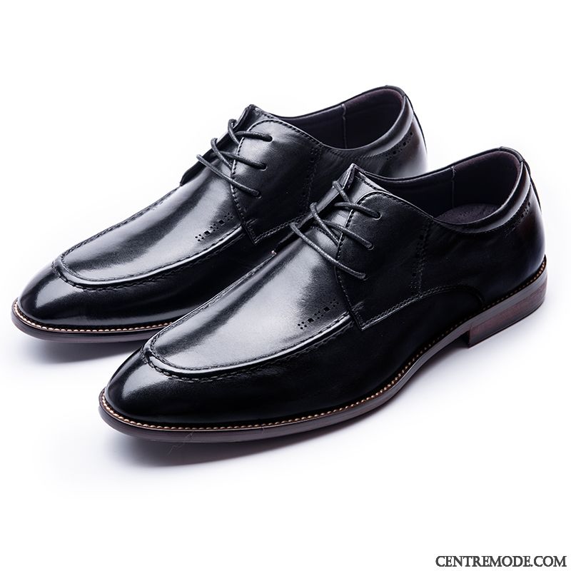 Derbies Homme Angleterre Rétro Chaussures En Cuir Entreprise Dessus Cuir Cuir Véritable Noir