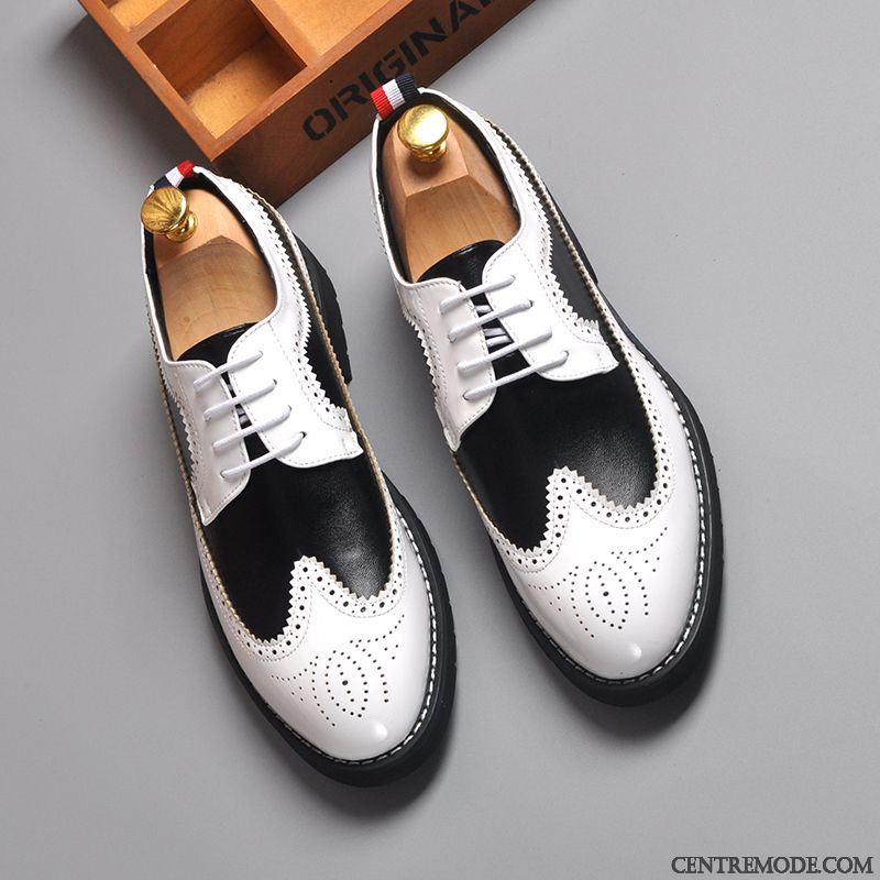 Derbies Homme Angleterre Tendance Été Beau Costume Formel Chaussures En Cuir Blanc