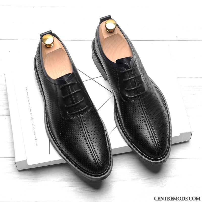 Derbies Homme Augmenté Semelle Doux Été Jeunesse Costume Formel Entreprise Noir