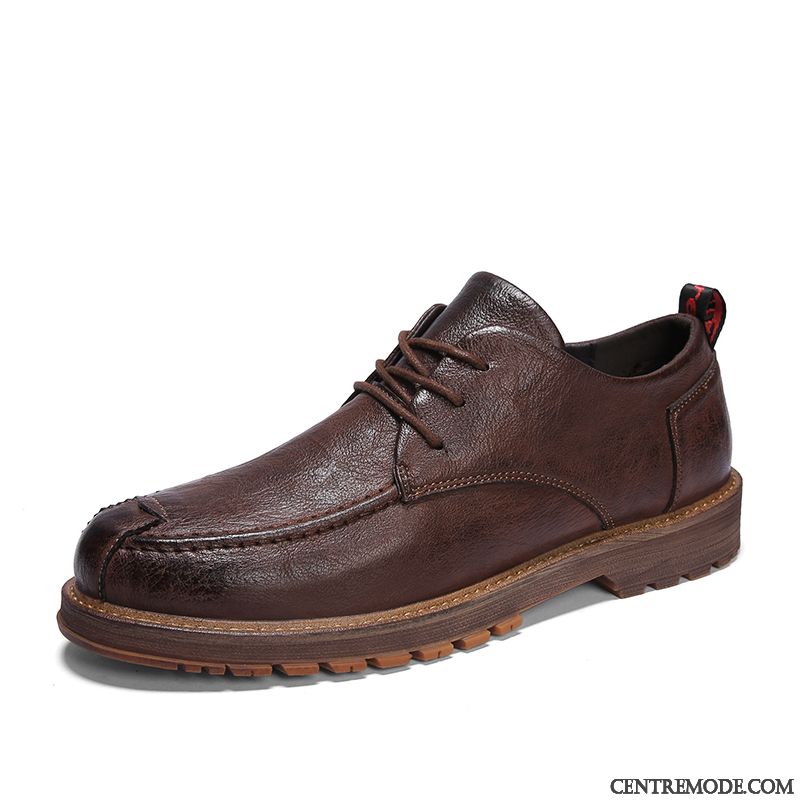 Derbies Homme Chaussures En Cuir Angleterre Tendance Décontractée Tous Les Assortis Été Marron