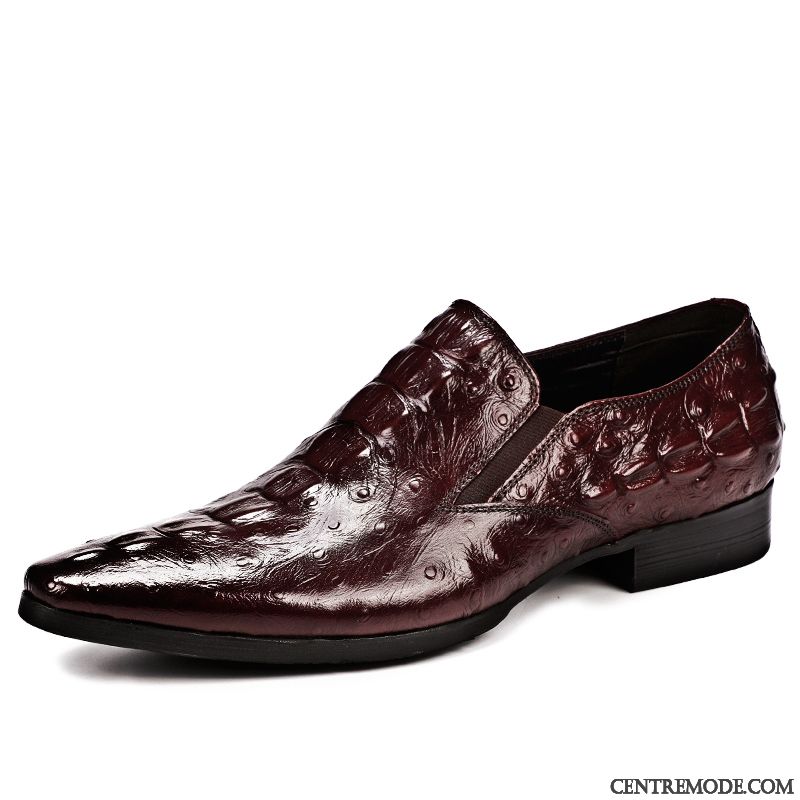 Derbies Homme Chaussures En Cuir Jeunesse Été Costume Formel Crocodile Entreprise Marron