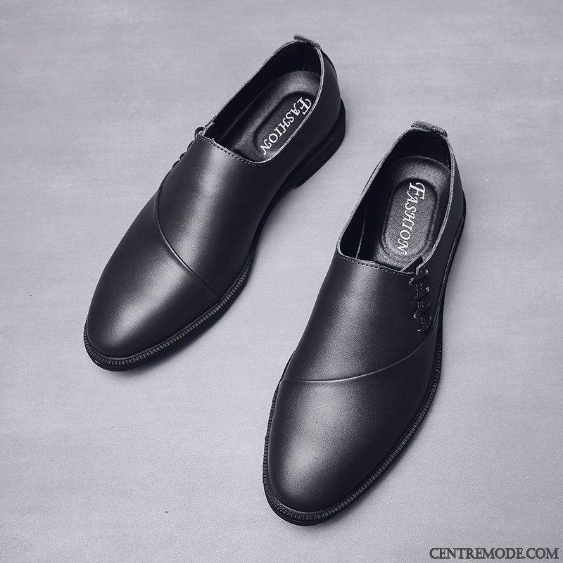 Derbies Homme Costume Formel Cuir Véritable Tendance De Boîtier Entreprise Printemps Noir