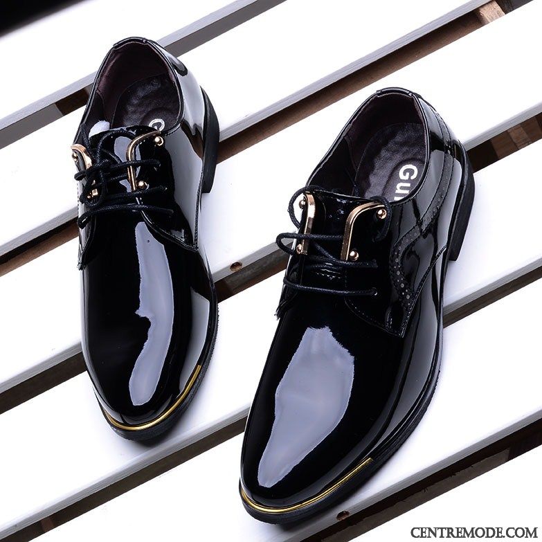 Derbies Homme Cuir Noir Plates, Botte Homme Plate Cuir Noir Or