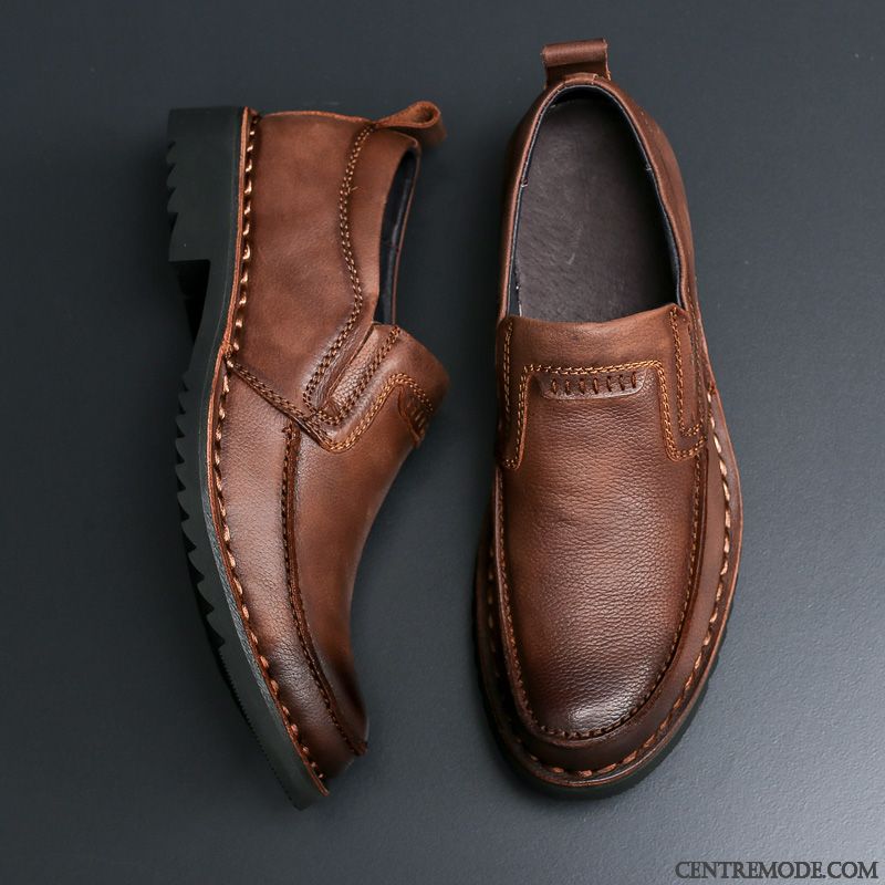 Derbies Homme Décontractée Dessus Cuir Costume Formel Chaussures En Cuir Entreprise Cuir Véritable Brun