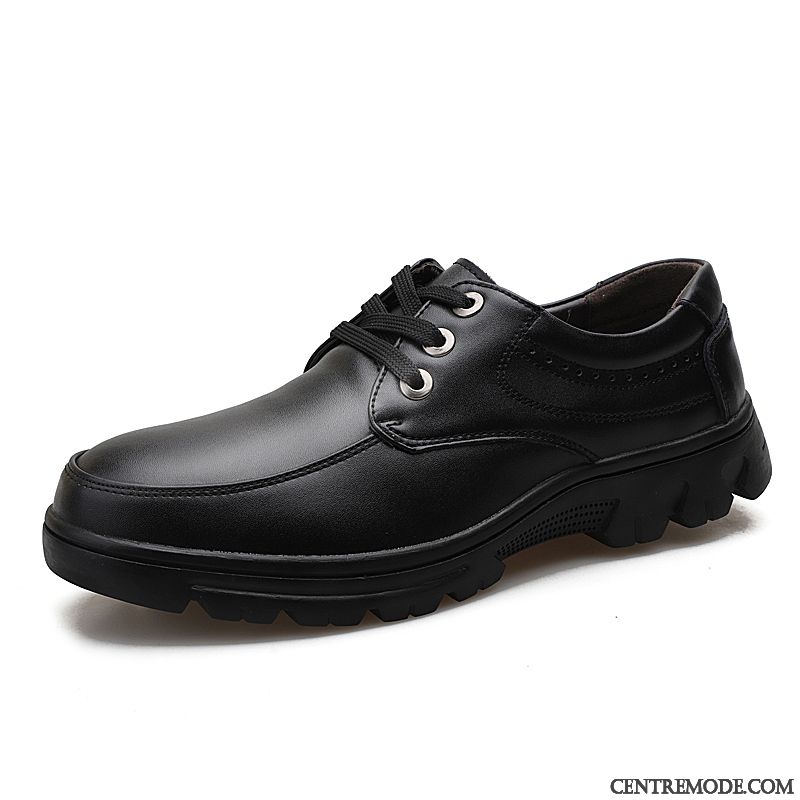 Derbies Homme Décontractée Grande Taille Gros Cuir Véritable Chaussures En Cuir Été Noir