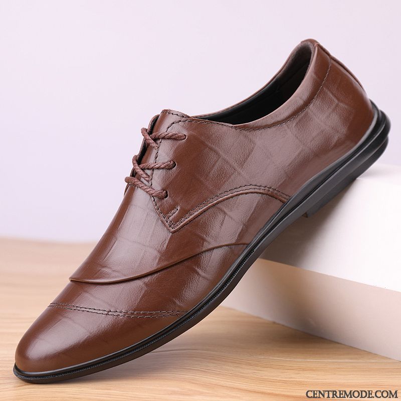 Derbies Homme Décontractée Respirant Entreprise Dessus Cuir Cuir Véritable Chaussures En Cuir Noir Marron