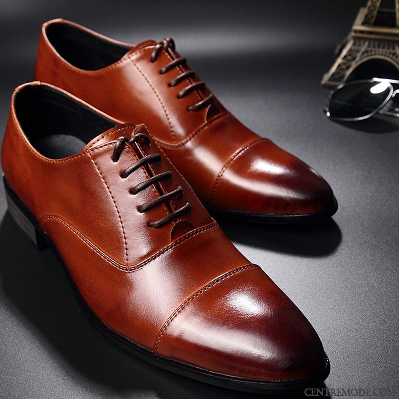 Derbies Homme Entreprise Cuir Véritable Angleterre Décontractée Costume Formel Laçage Brun