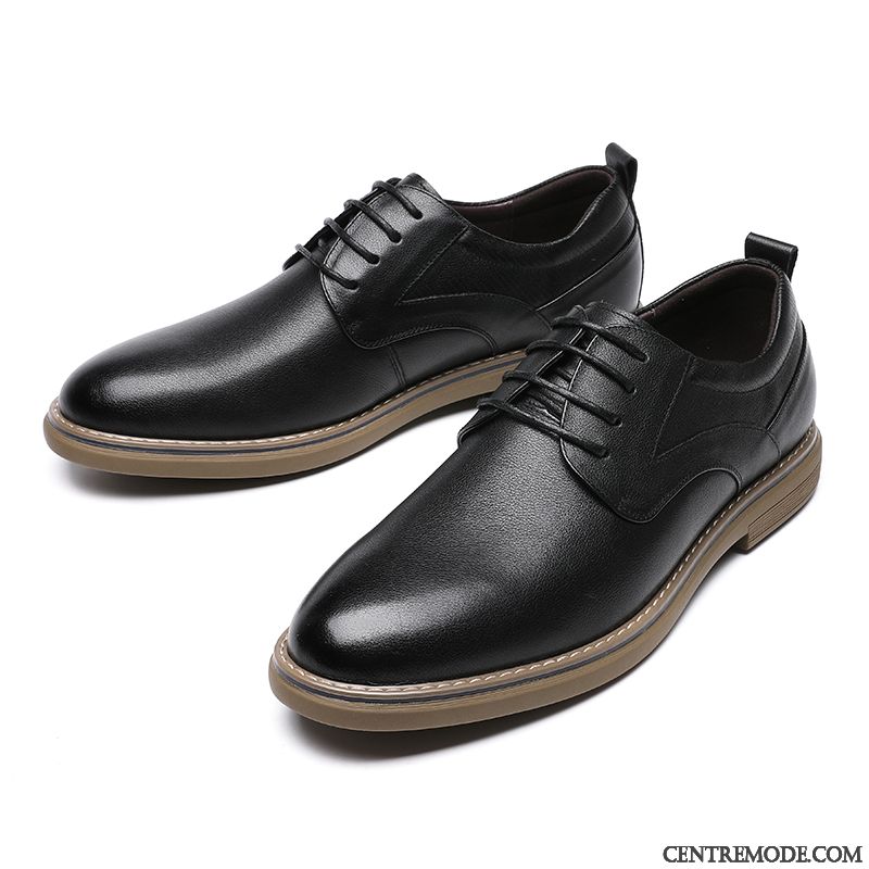 Derbies Homme Entreprise Décontractée Printemps Chaussures En Cuir Cuir Véritable Costume Formel Noir Rouge