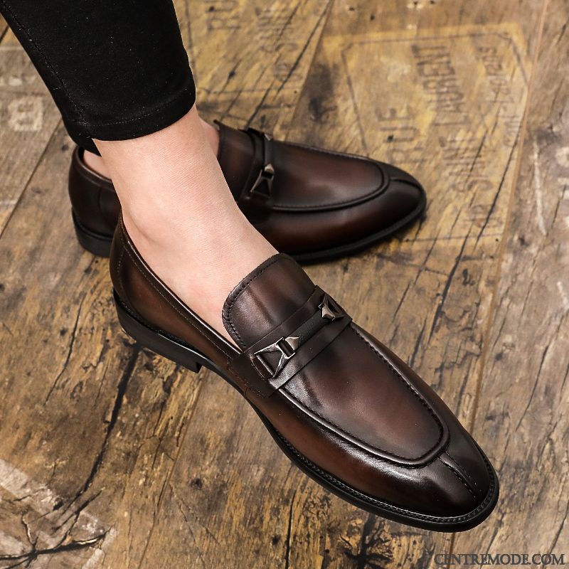 Derbies Homme Entreprise Décontractée Slip-on L'automne Chaussures En Cuir Pointe Pointue