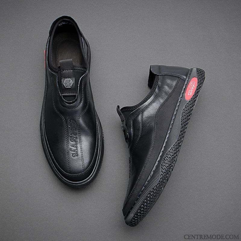 Derbies Homme Europe Mode Cuir Véritable Décontractée En Cuir Chaussures En Cuir Noir