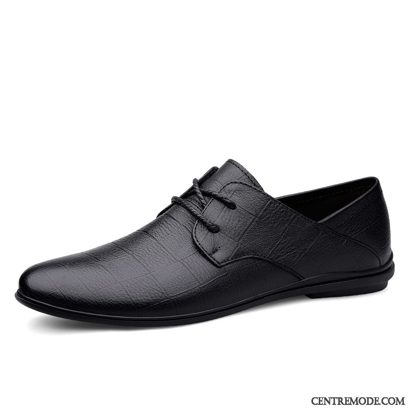 Derbies Homme Jeunesse Semelle Doux Cuir Véritable Laçage Angleterre Entreprise Noir