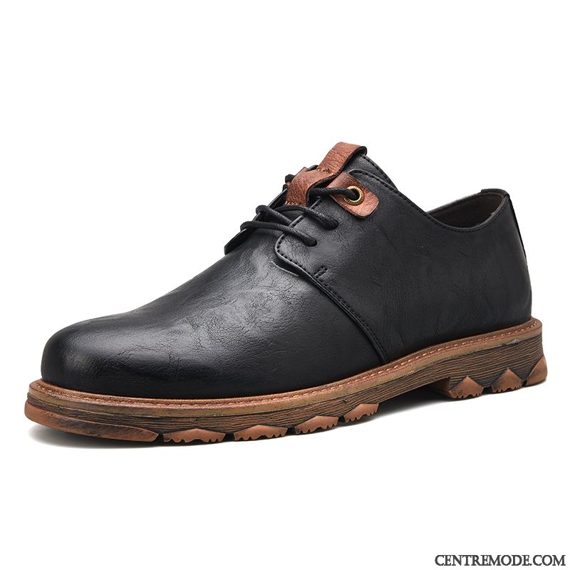 Derbies Homme L'automne Décontractée Rétro Chaussures En Cuir Jeunesse Tendance Noir