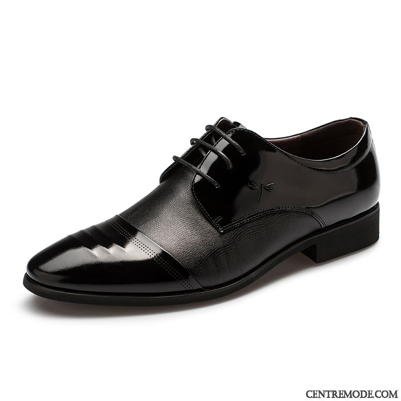 Derbies Homme Laçage Cuir Verni Mode Cuir Véritable Chaussures En Cuir Costume Formel Noir Rouge