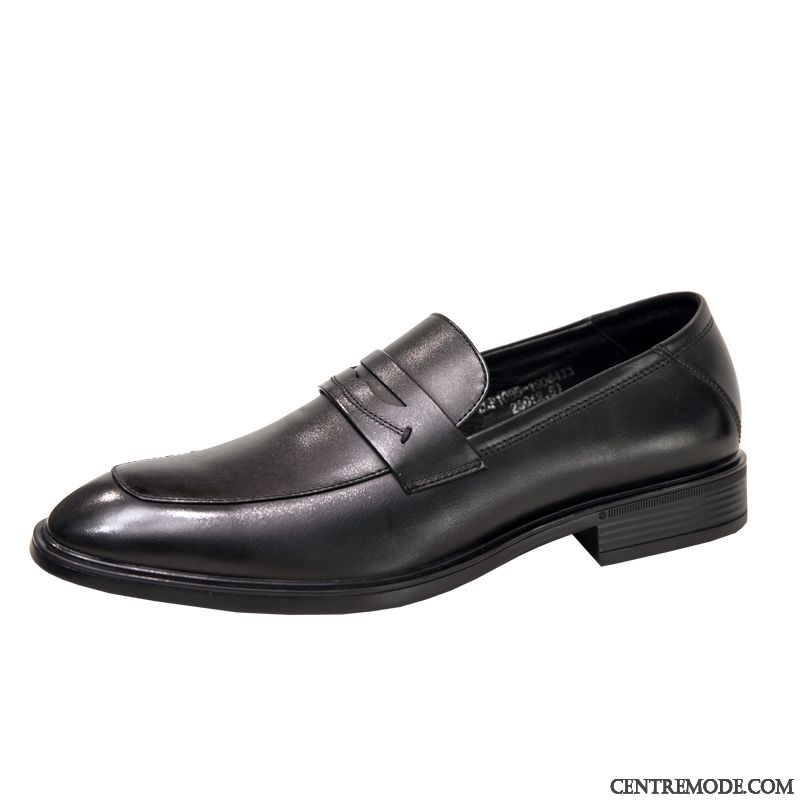 Derbies Homme Slip-on Rétro Tous Les Assortis Mocassin Angleterre Chaussures En Cuir Noir