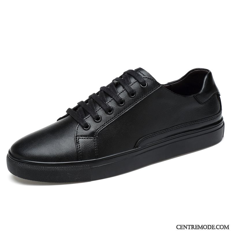 Derbies Homme Tendance Chaussures De Skate Pur Cuir Véritable Décontractée Angleterre Noir