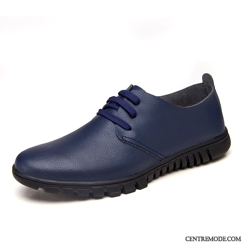 Derbies Homme Tendance Décontractée Cuir Entreprise Printemps Chaussures En Cuir Bleu Marin Noir