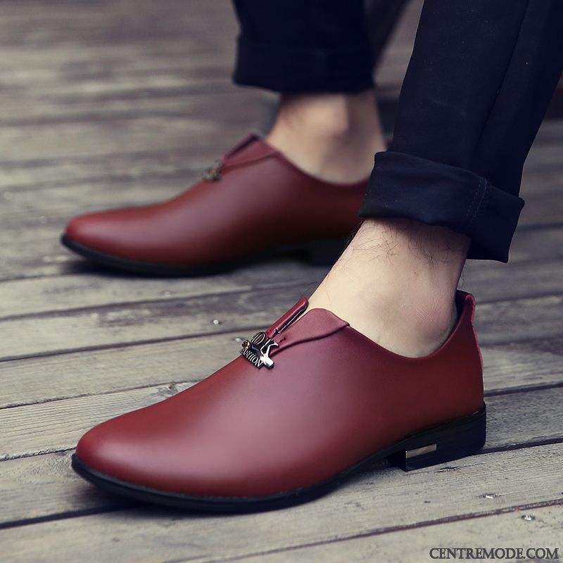 Derbies Homme Tendance Pointe Pointue Printemps Entreprise Slip-on Décontractée Rouge