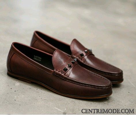 Derbies Homme Élégant Chaussures En Cuir Cuir Véritable Mode Tendance Décontractée Brun