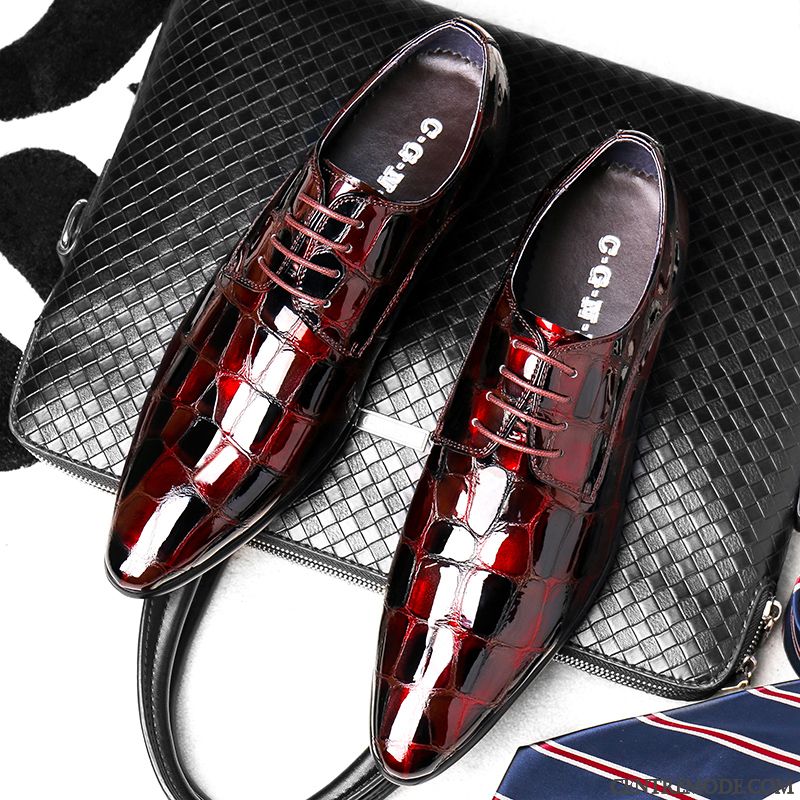 Derbies Noires En Cuir Rouge Seagreen, Derbies Noires Cuir Plates Soldes