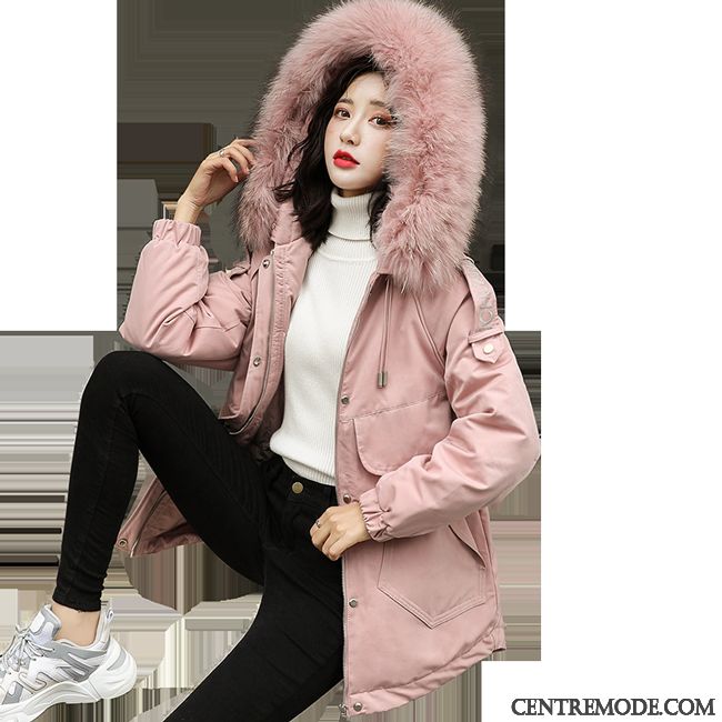 Doudoune Femme Confortable Longue Hiver Chauds Ville Doux Pure Rose