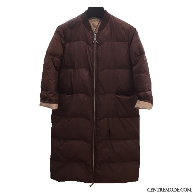 Doudoune Femme Tendance Longue Manteau Hiver Baggy Légère Bordeaux