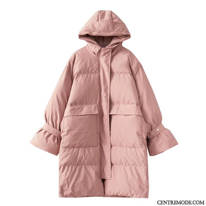 Doudoune Femme Veste En Coton Gros Longue Vêtements Matelassé Rose