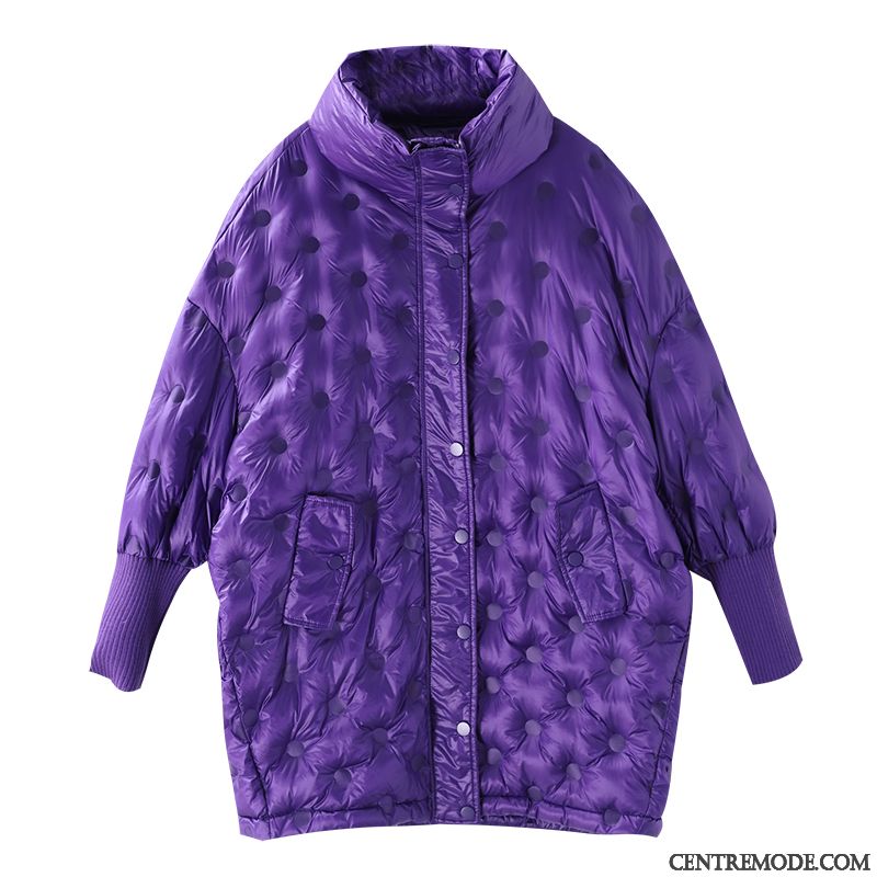 Doudoune Femme Vêtements D'hiver Manche Art Baggy Anti-saison Point D'onde Violet