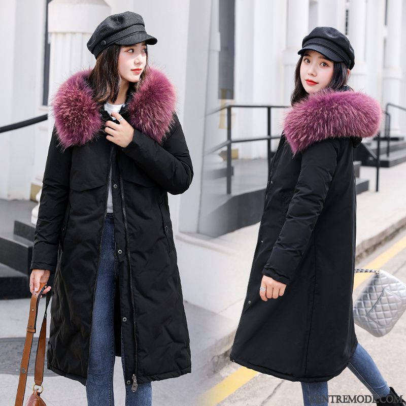 Doudoune Femme Épaissir Veste En Coton Longue Les Deux Côtés Portent Gros Grande Taille Noir