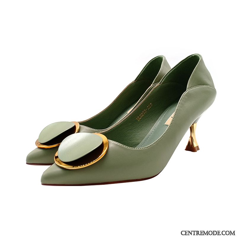 Escarpins Femme Minces L'automne Talon Moyen Tempérament Sexy Pointe Pointue Rouge Vert