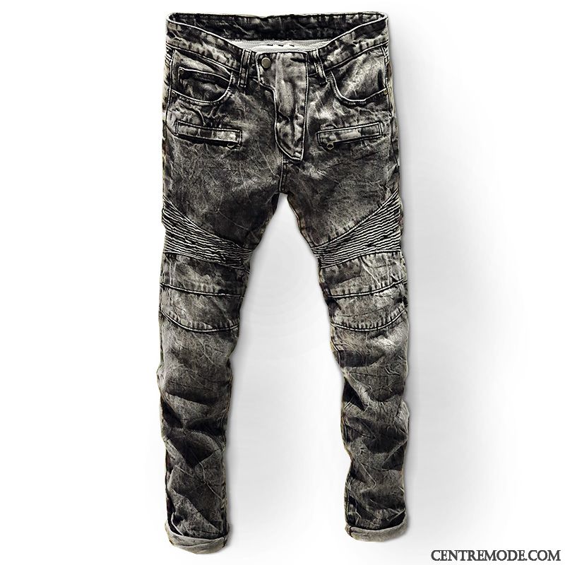 Jean Enduit Noir Homme Pas Cher Soldes, Pantalon Coupe Slim Homme Seashell Seagreen