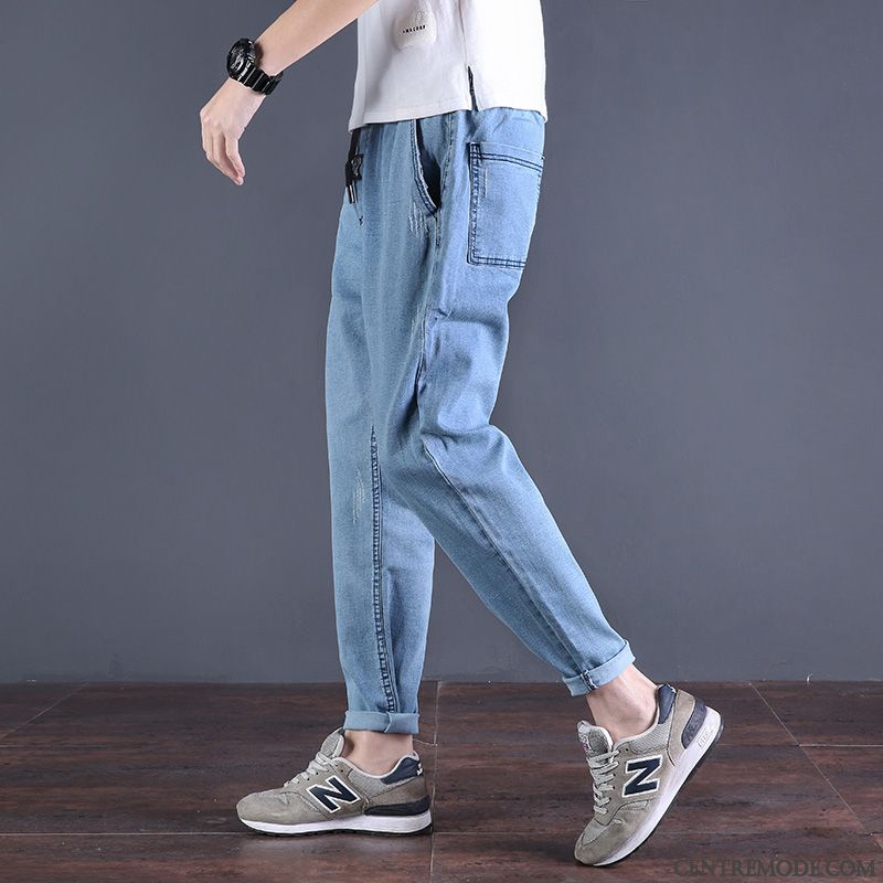 Jeans Délavé Troué Homme Brun Écarlate, Pantalon Homme Slim Noir En Ligne