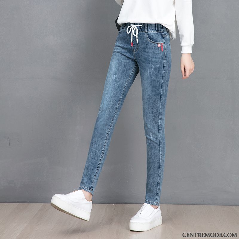 Jeans Femme Collants Baggy Mince L'automne Décontractée Étudiant Bleu