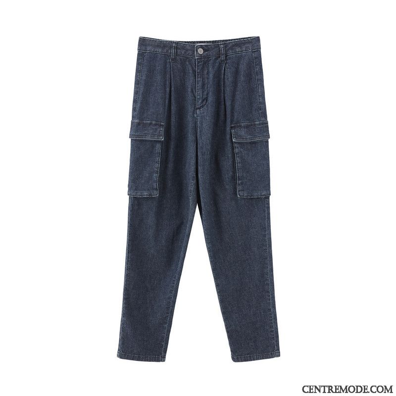Jeans Femme Denim Pantalon Baggy Dimensionnel Personnalité Tendance Bleu
