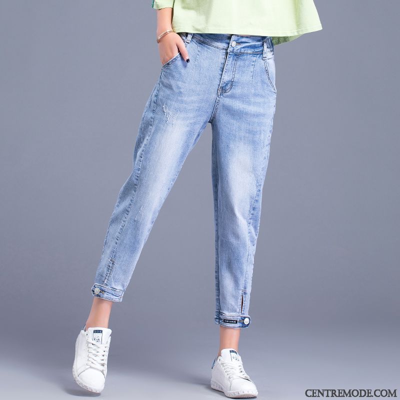 Jeans Femme Personnalité Harlan Baggy Haute Cintrée Légère Mince Bleu