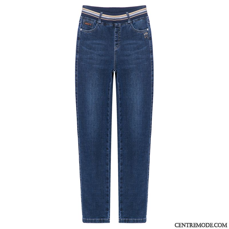 Jeans Femme Printemps Longue Maigre Mince Décontractée Pantalon Bleu Marin