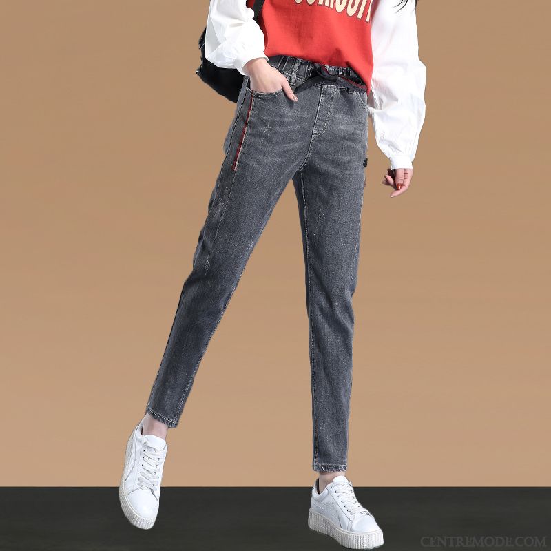 Jeans Femme Printemps Pantalon L'automne Harlan Mince Élastique Noir Gris