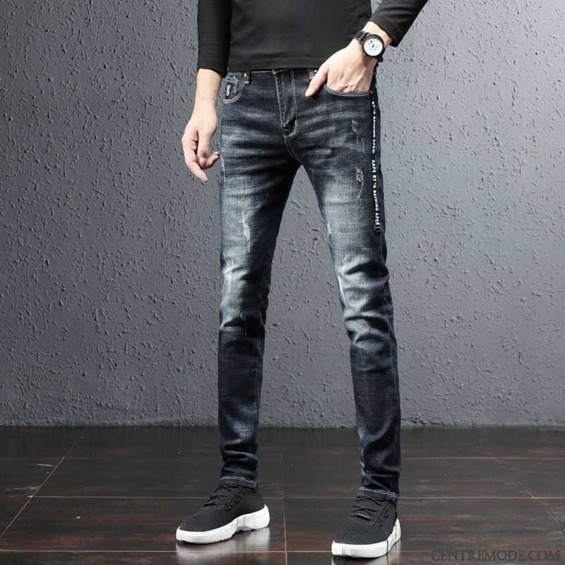 Jeans Homme Décontractée L'automne Tendance Jambe Droite Extensible Slim Noir