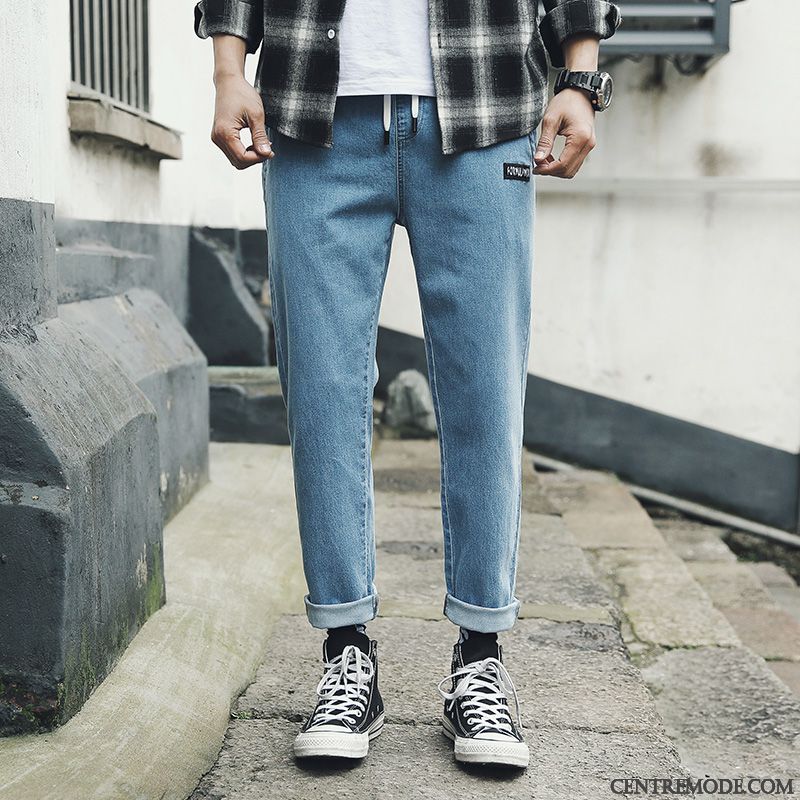 Jeans Homme Rétro Tendance Harlan Cargo Delavé Décontractée Bleu