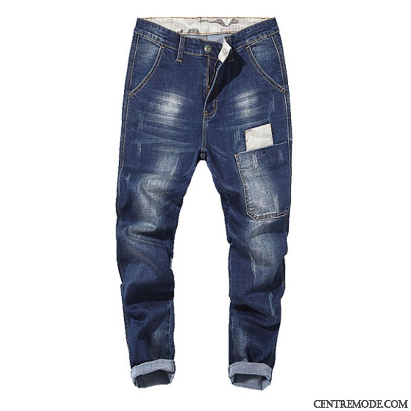 Jeans Homme Tendance Baggy Grande Taille Gros Décontractée Graisse Bleu