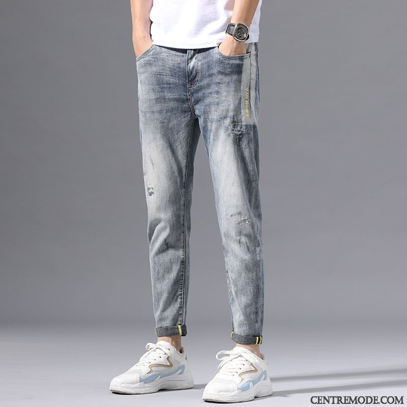 Jeans Homme Été Décontractée Tendance Légère Marque De Tendance Racé Gris