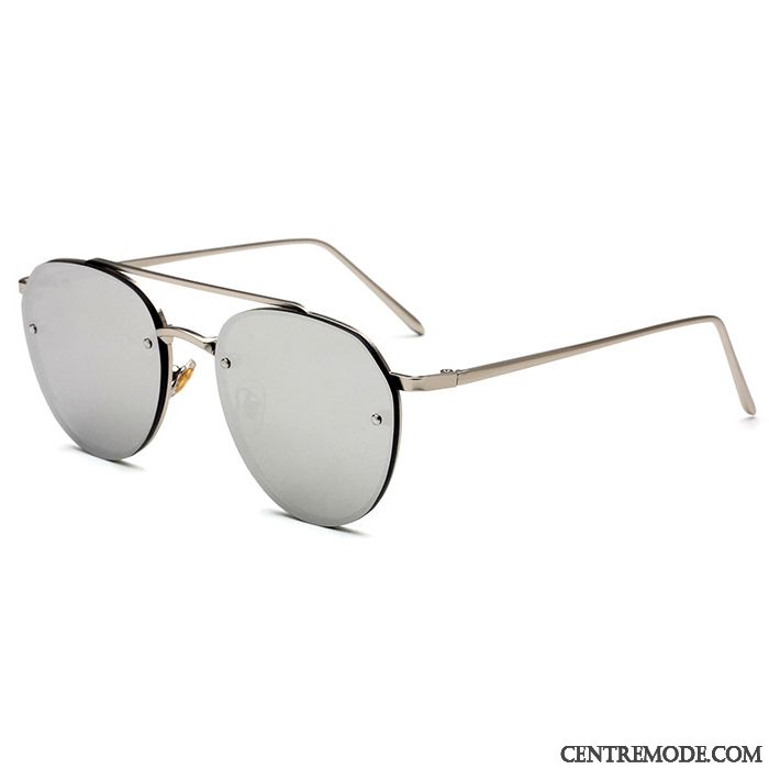 Lunettes De Soleil Femme Aviateur Homme Europe Mode Réseau Conduire Coloré Blanc Rouge Argent