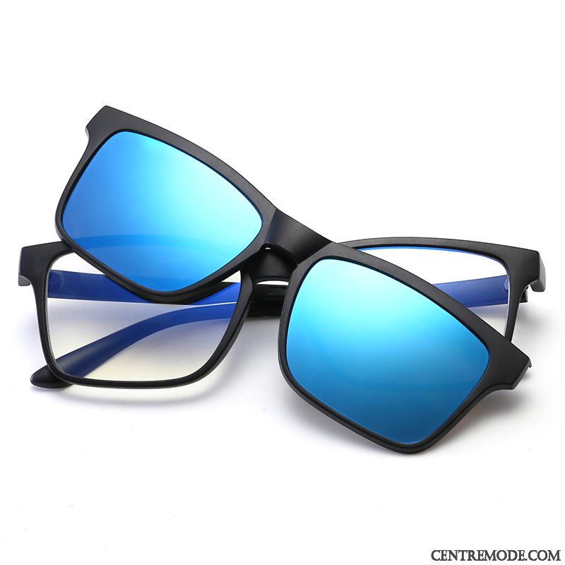 Lunettes De Soleil Femme Homme Polarisant Myopie Chauffeur Multifonctions Bleu Noir Argent