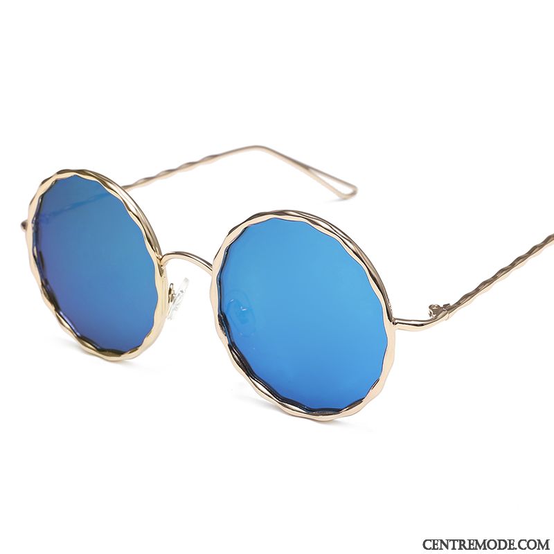 Lunettes De Soleil Femme Tempérament Modèles Féminins Transparent Rond Frais All-match Coloré Bleu