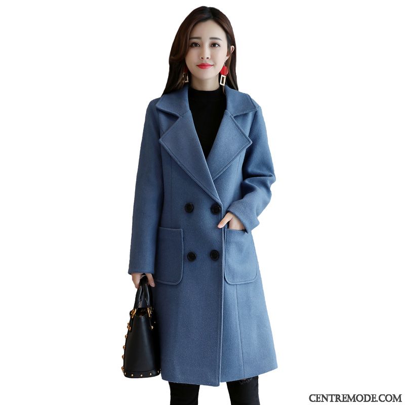 Manteau Femme Classique Long Pas Cher, Manteau Style Trench Femme Darkviolet Pensée