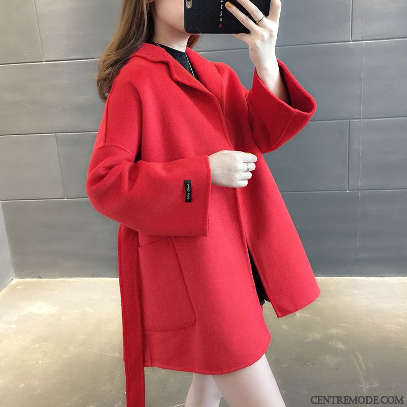 Manteaux Femme Baggy Cardigan Tendance Manteau En Laine Pull Longue Rouge
