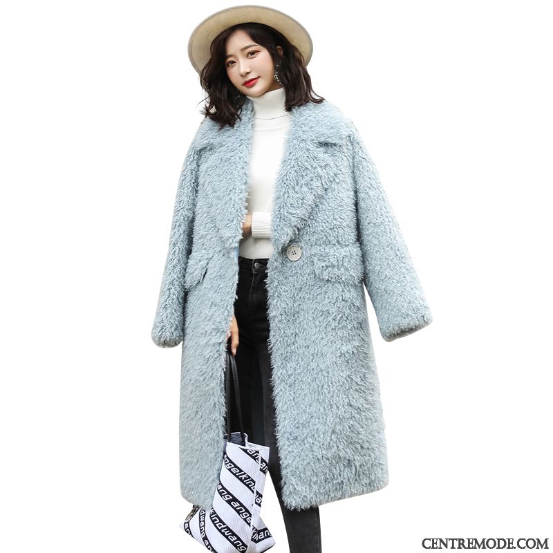 Manteaux Femme Chauds Style Chaud Vente Chaude Personnalité Revers Roulé Mode Bleu