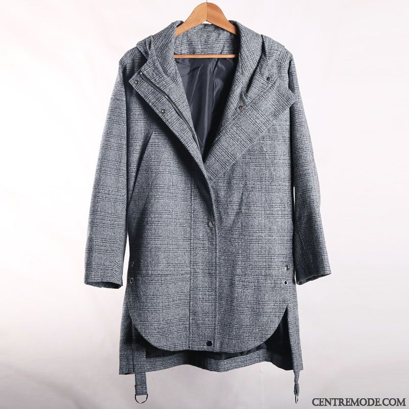 Manteaux Femme Confortable Manteau En Laine Longue Personnalité Mode Tendance Pure Gris